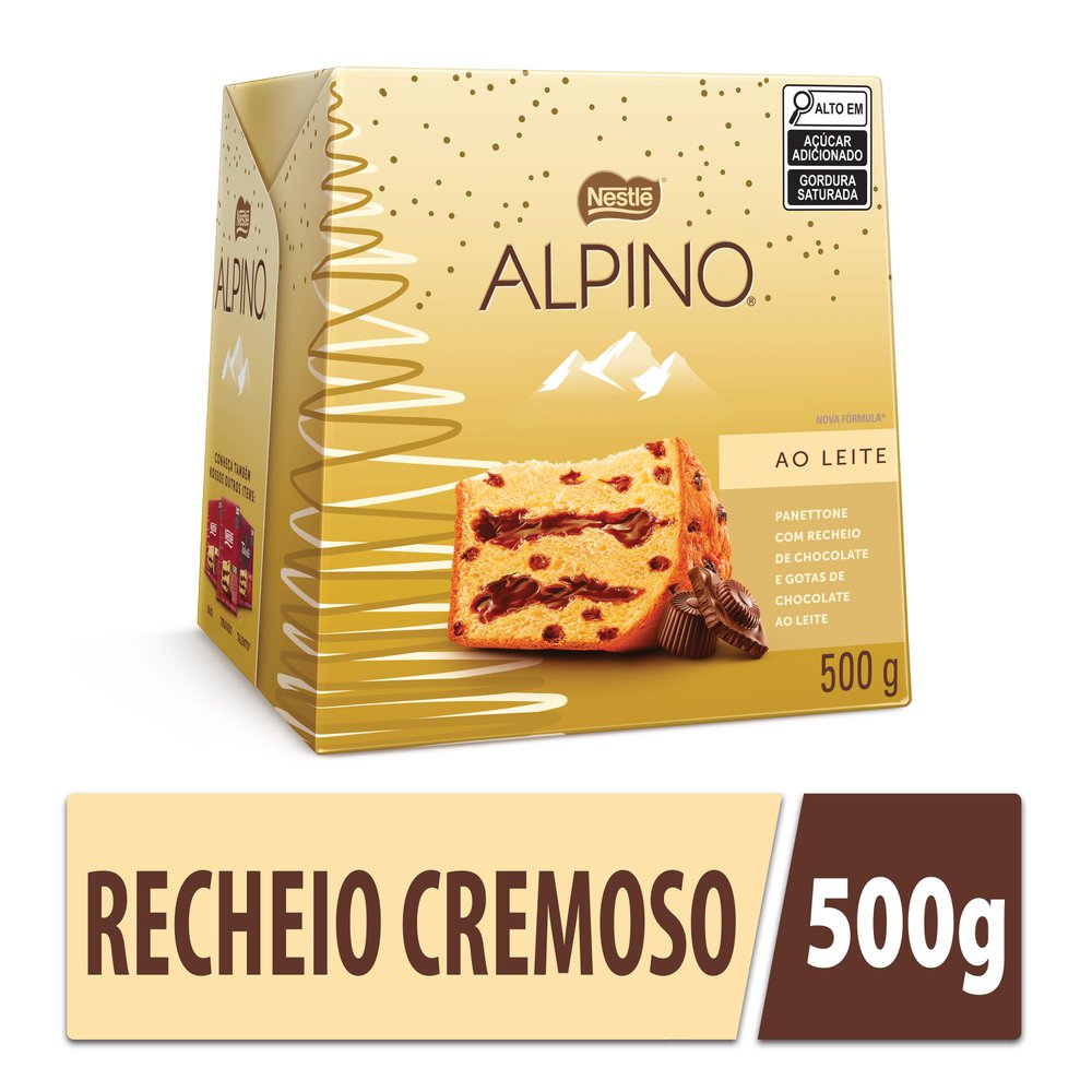 Encontraproduto.com.br - Panettone Nestlé Alpino Recheio Cremoso e Gotas de Chocolate 500g